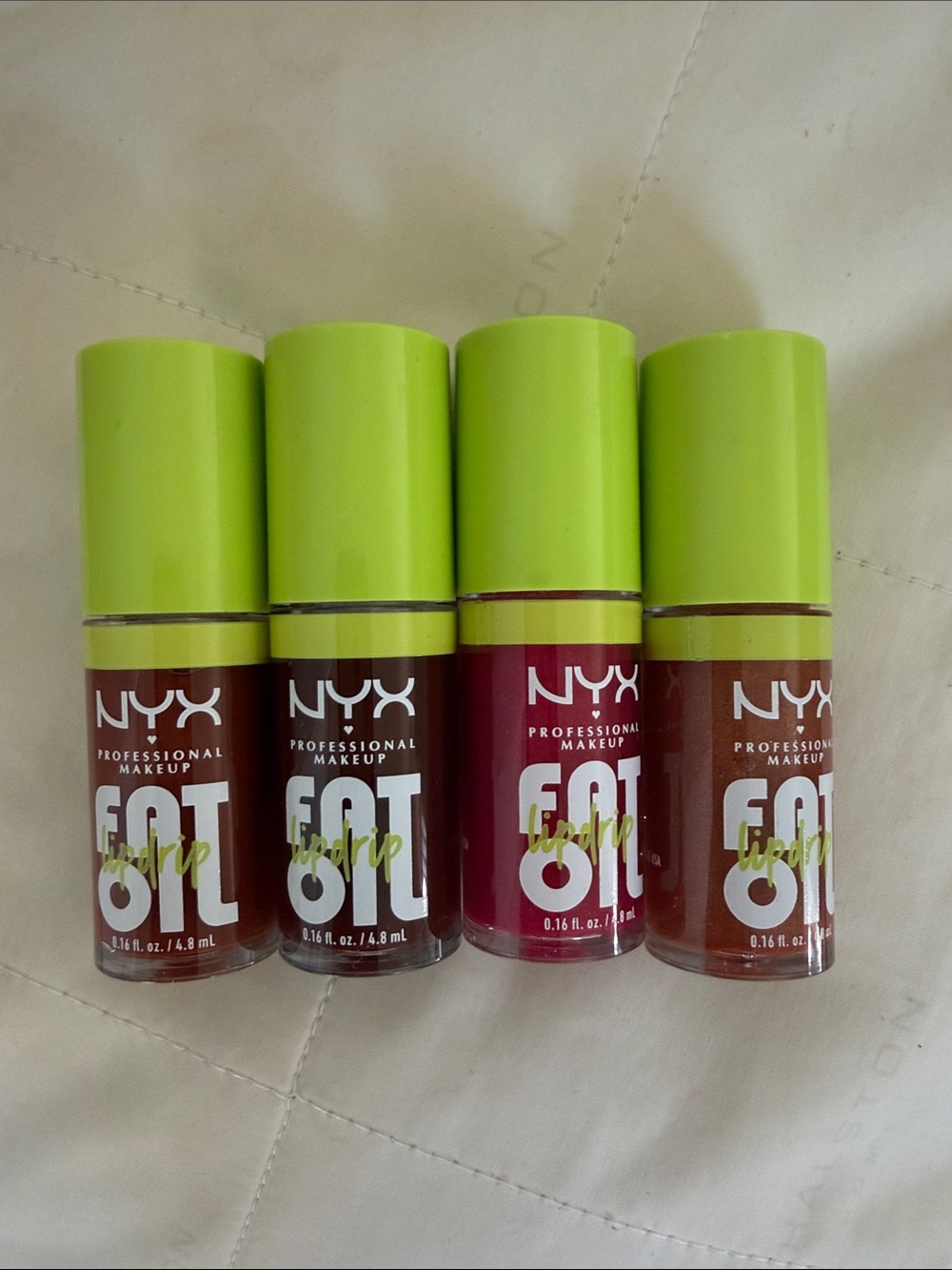 Nyx fat oil lipdrip set of 4 scrollin , status update, supermodel, follow back